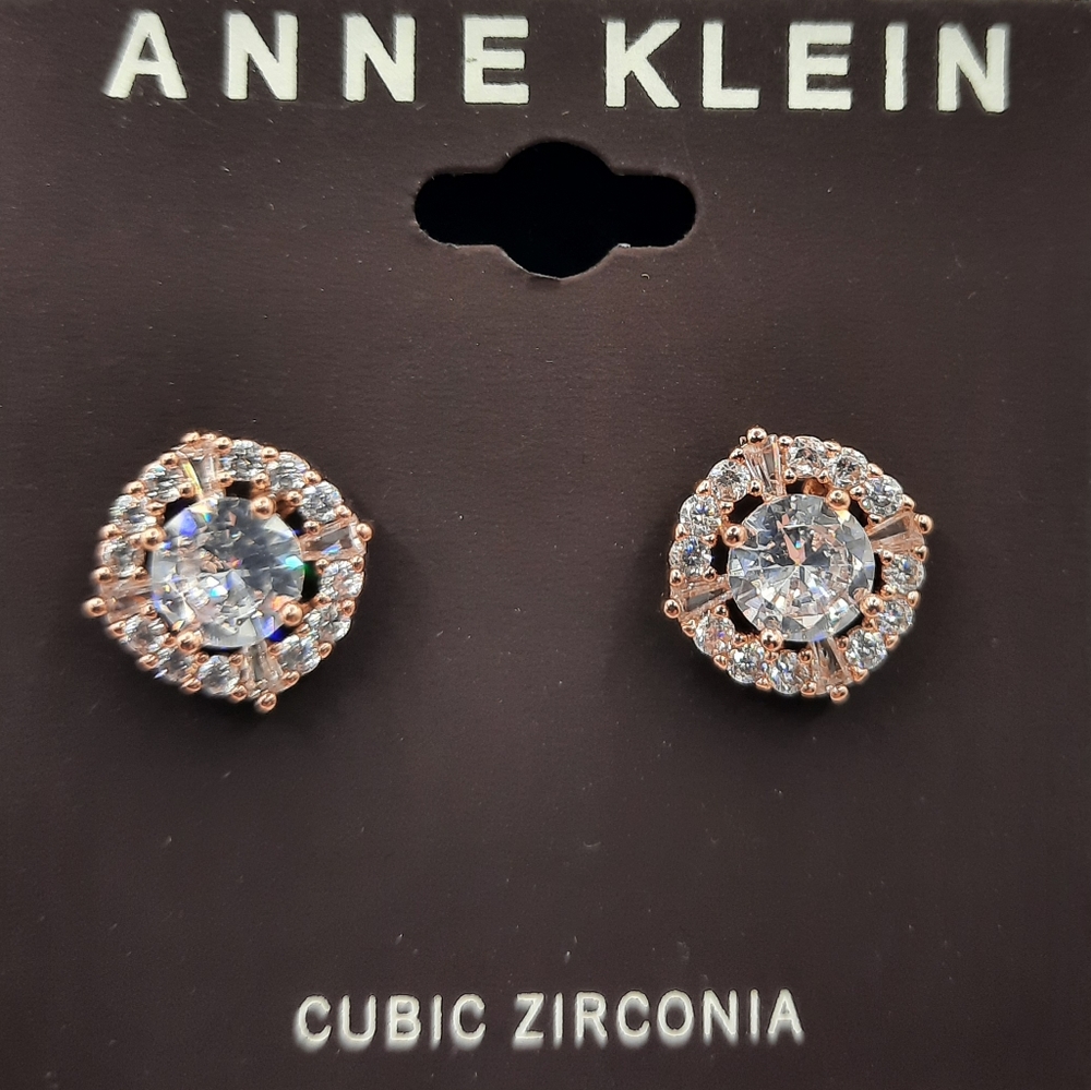 NWT Anne Klein CZ Pave Halo Earrings